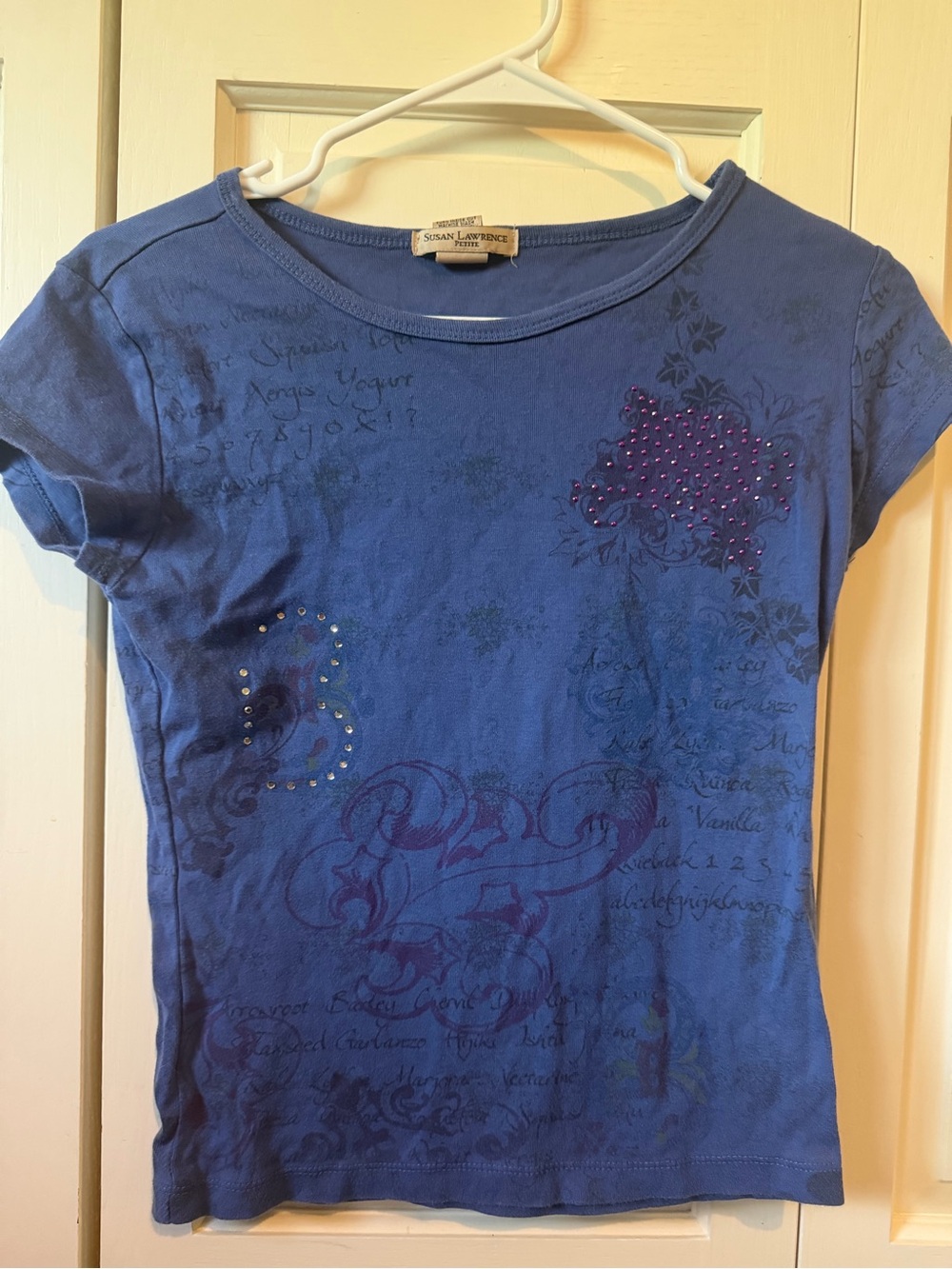 Susan Lawrence Royal Blue Short-Sleeve Embellished Tee